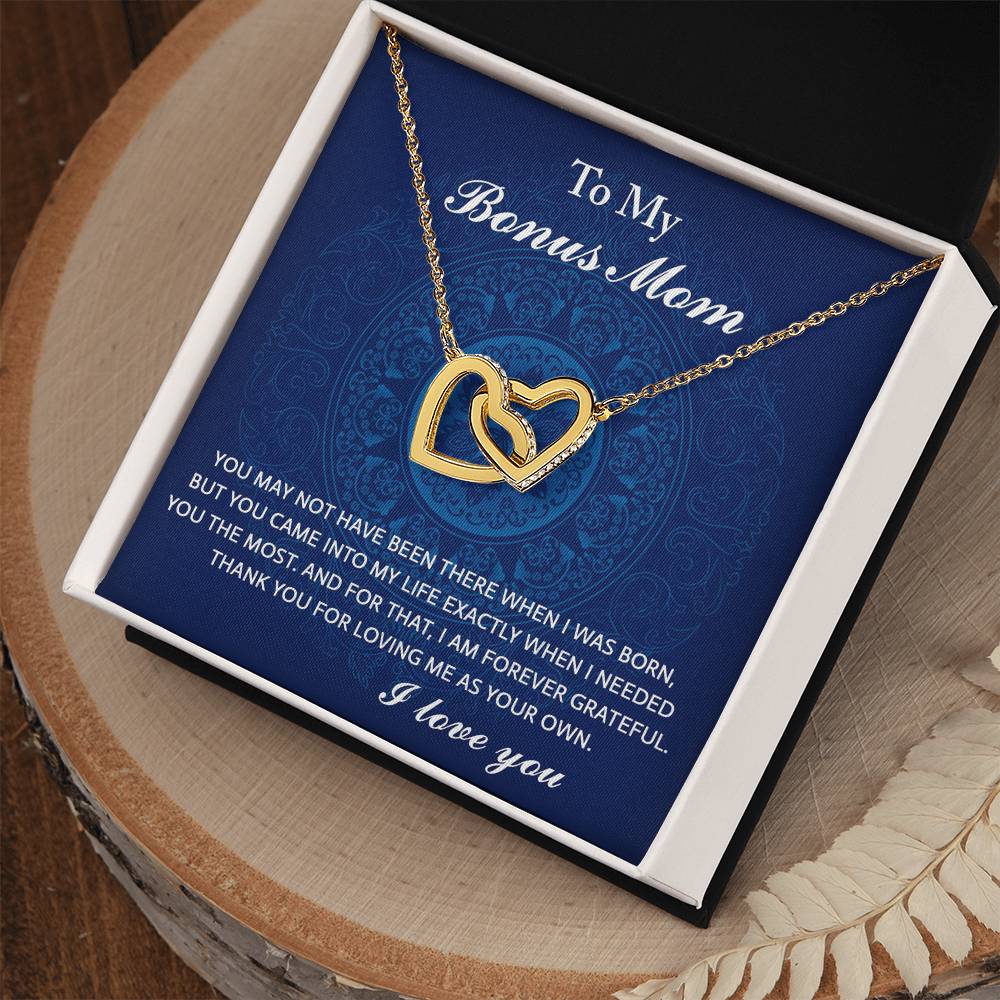 Exactly When I Needed You - Interlocking Hearts Necklace For Bonus Mom