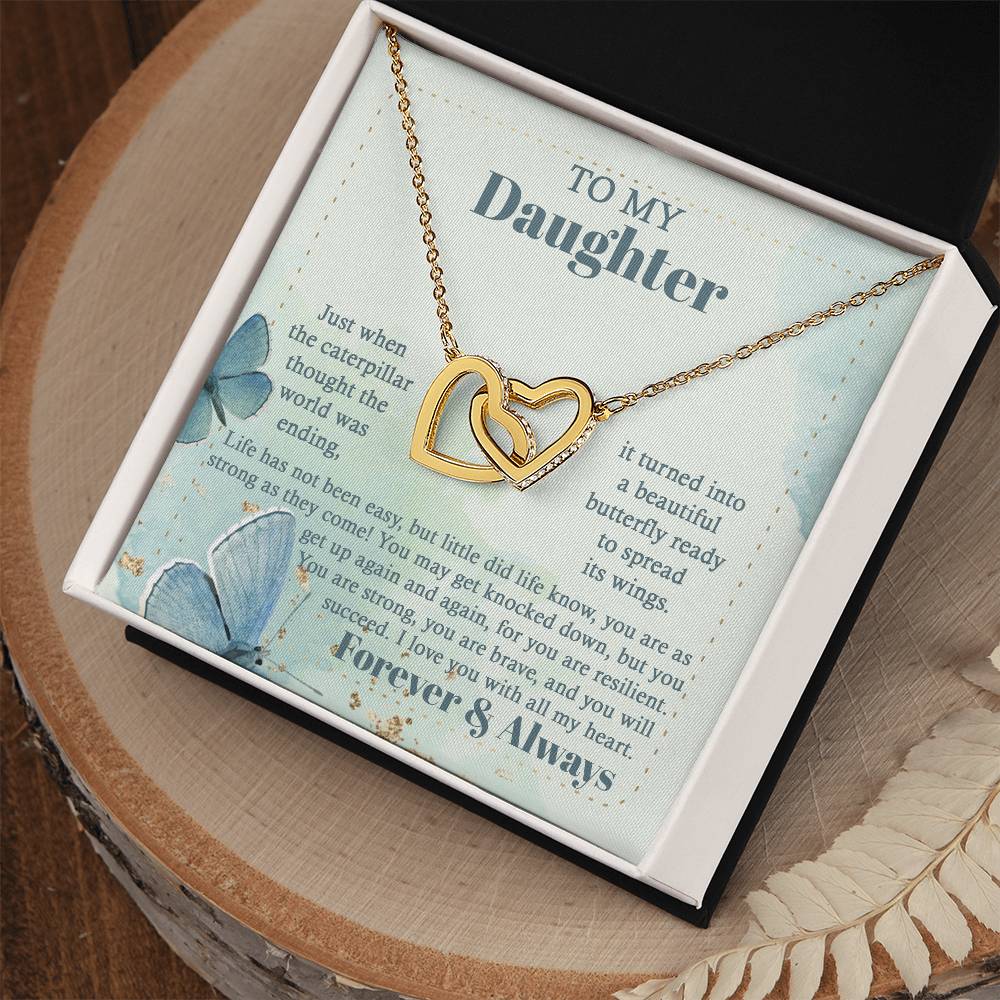 Beautiful Butterfly - Interlocking Hearts Necklace For Daughter