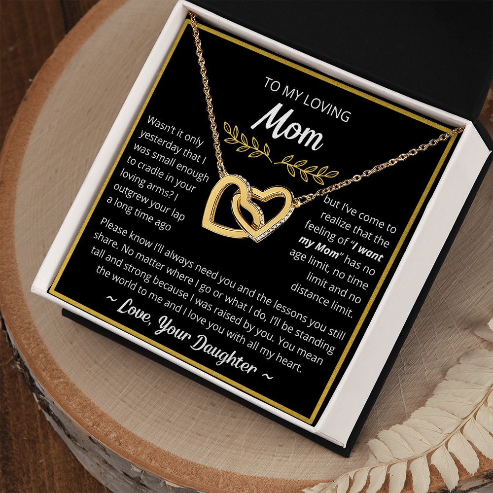 You Mean The World To Me - Interlocking Hearts Necklace For Mom