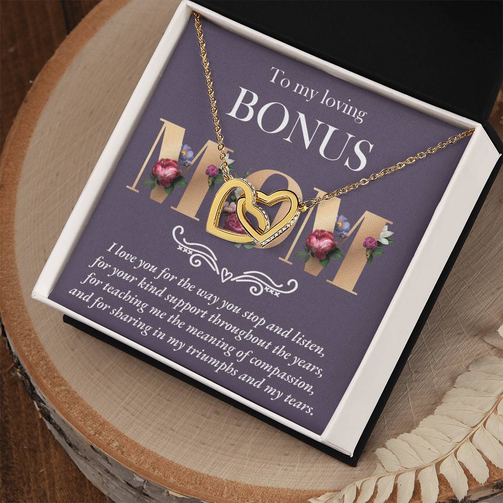Throughout The Years - Interlocking Hearts Necklace For Bonus Mom