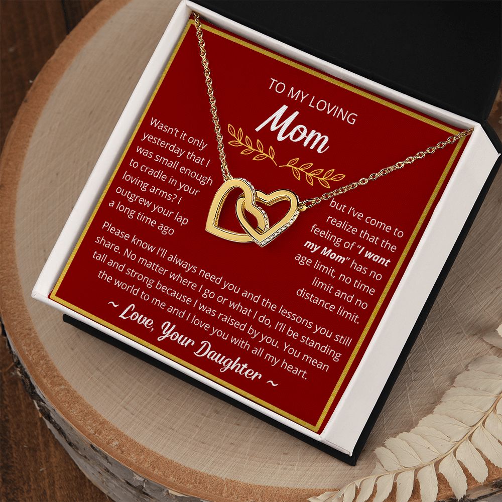 You Mean The World To Me - Interlocking Hearts Necklace For Mom