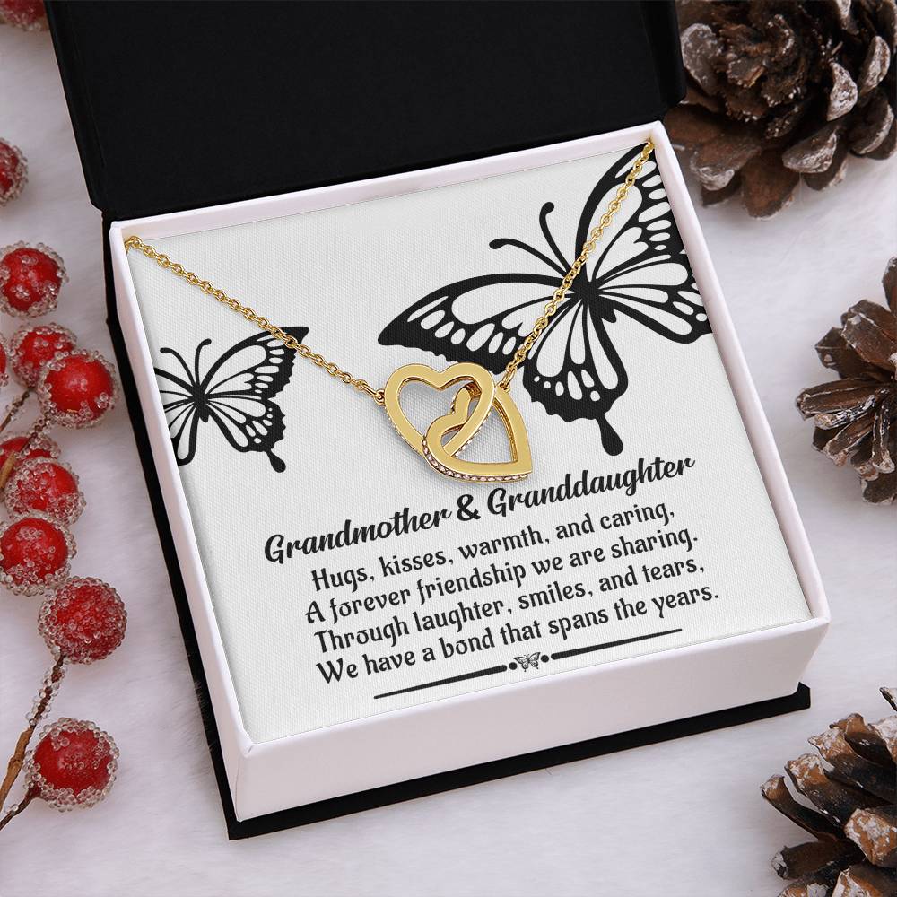 A Bond That Spans The Years - Interlocking Hearts Necklace For Grandma