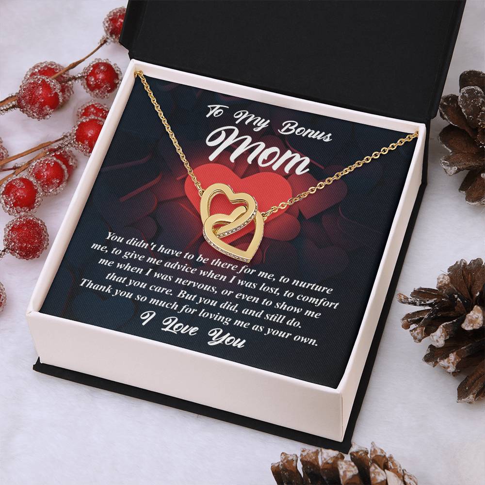 For Loving Me As Your Own - Interlocking Hearts Necklace For Bonus Mom