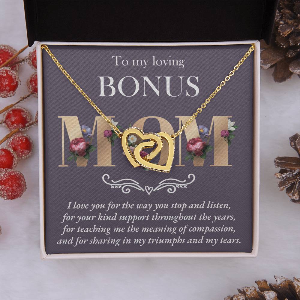 Throughout The Years - Interlocking Hearts Necklace For Bonus Mom