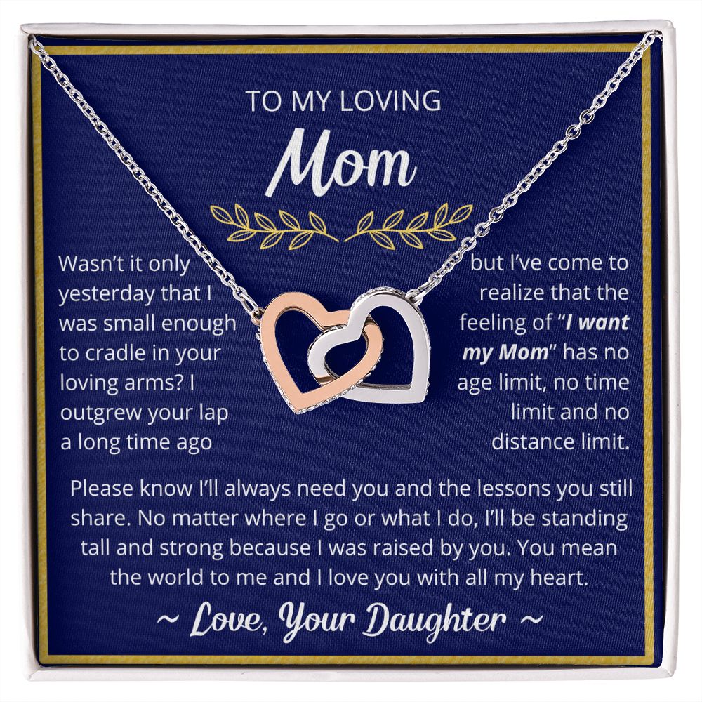 You Mean The World To Me - Interlocking Hearts Necklace For Mom