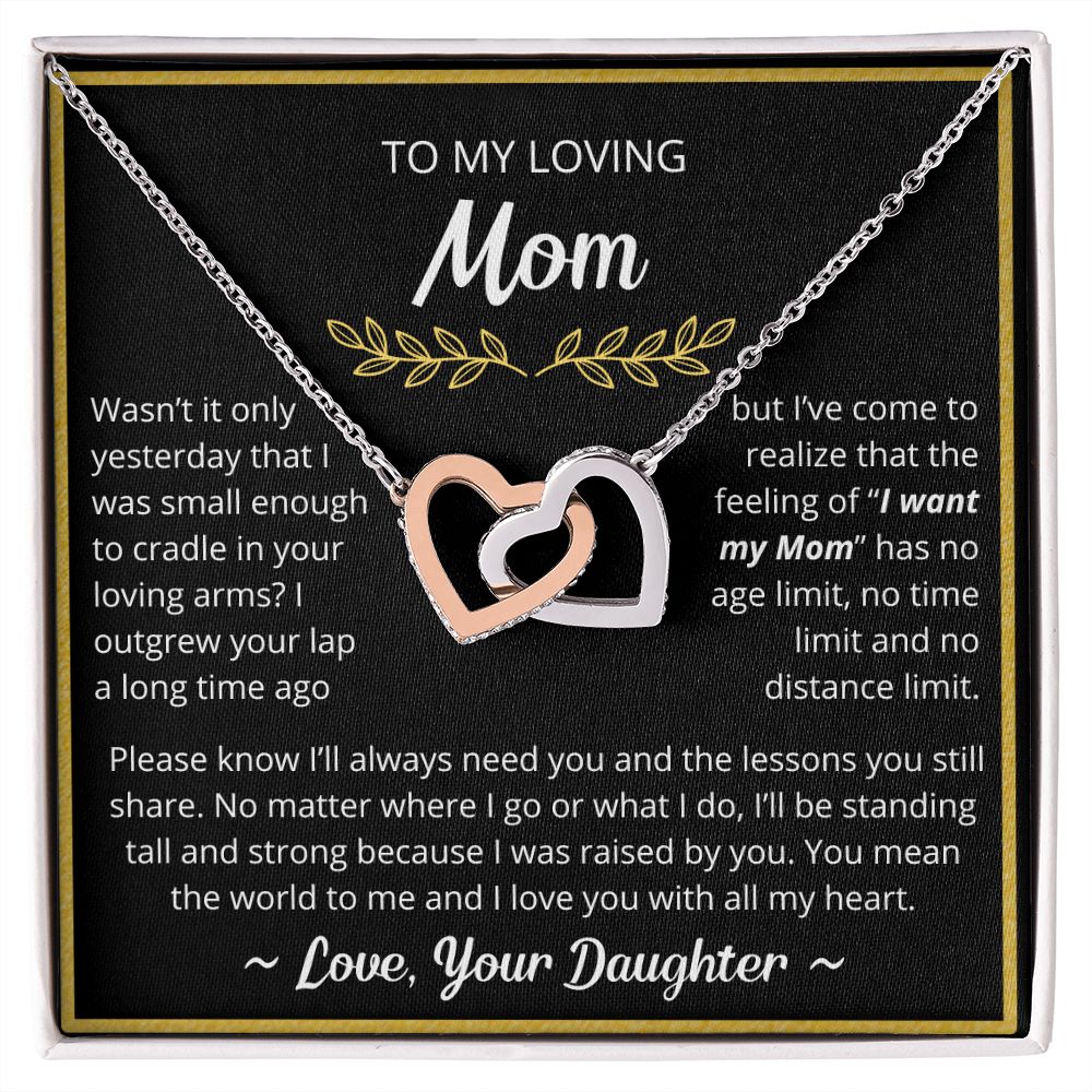 You Mean The World To Me - Interlocking Hearts Necklace For Mom