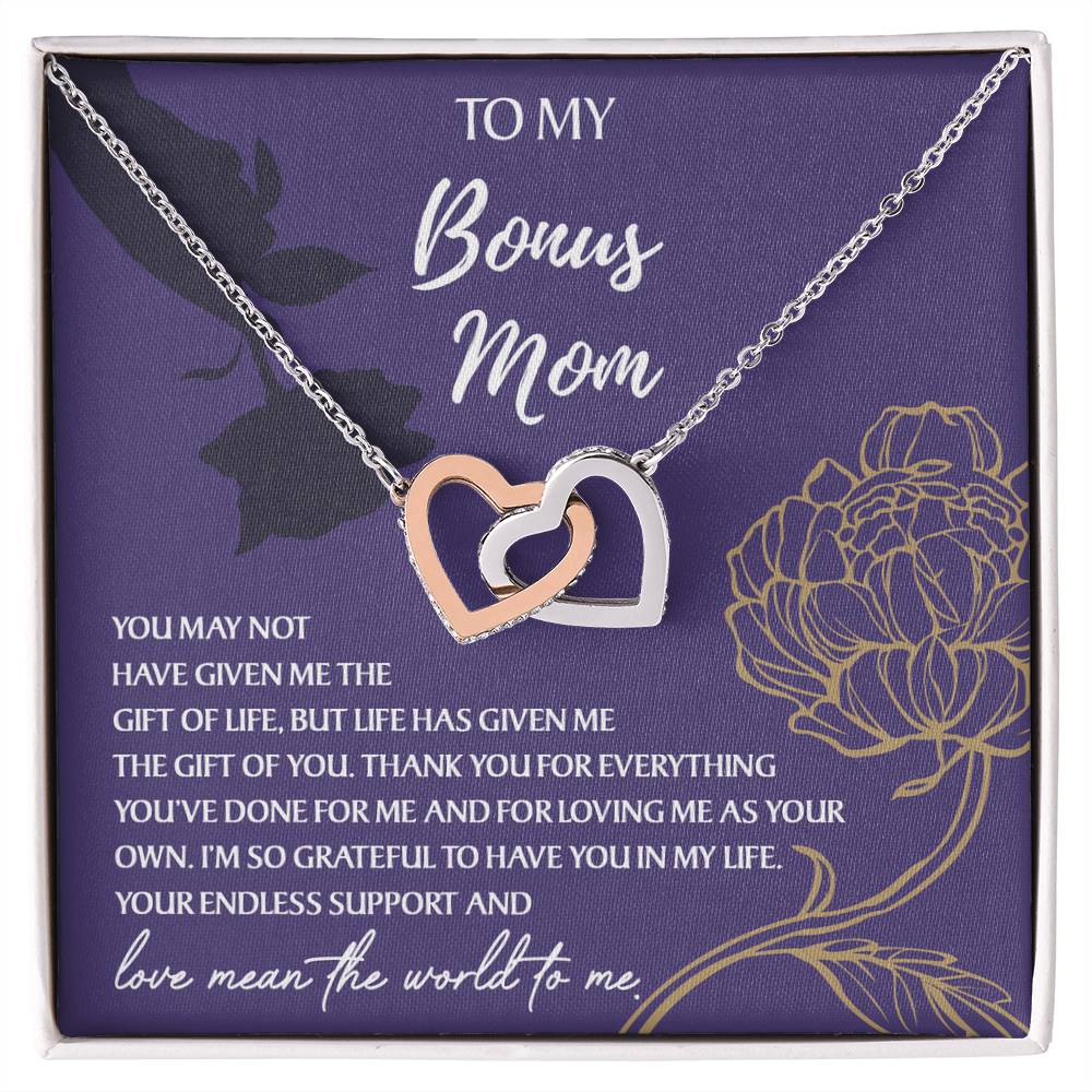 Endless support - Interlocking Hearts Necklace For Bonus Mom