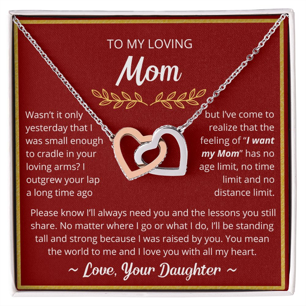 You Mean The World To Me - Interlocking Hearts Necklace For Mom