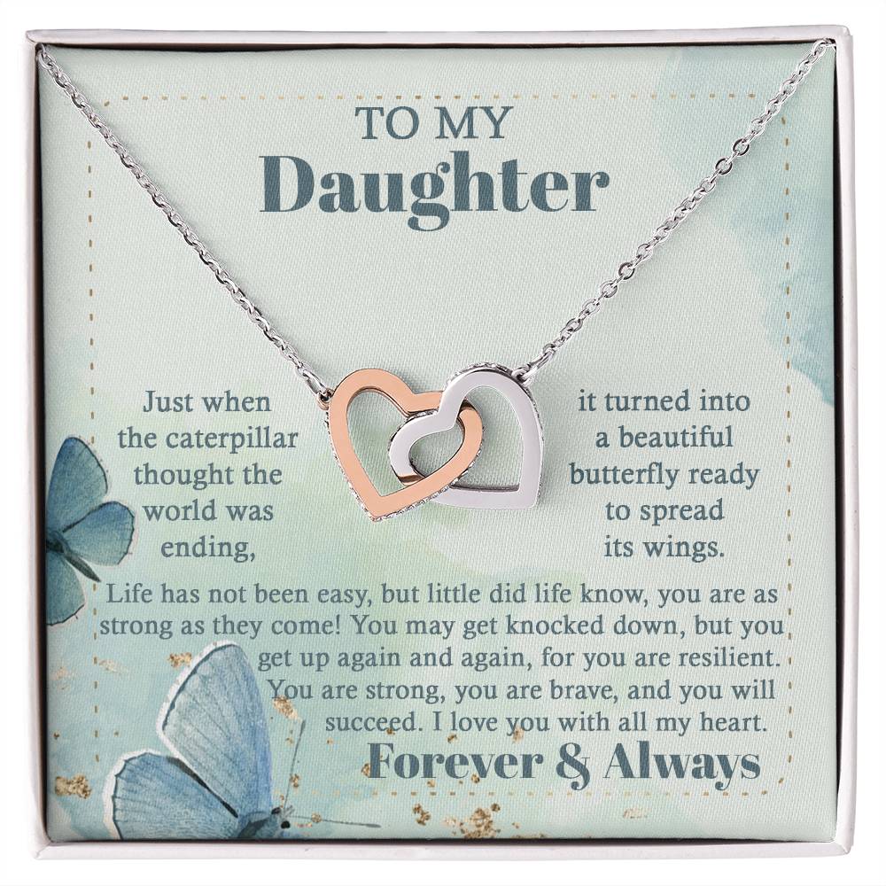 Beautiful Butterfly - Interlocking Hearts Necklace For Daughter