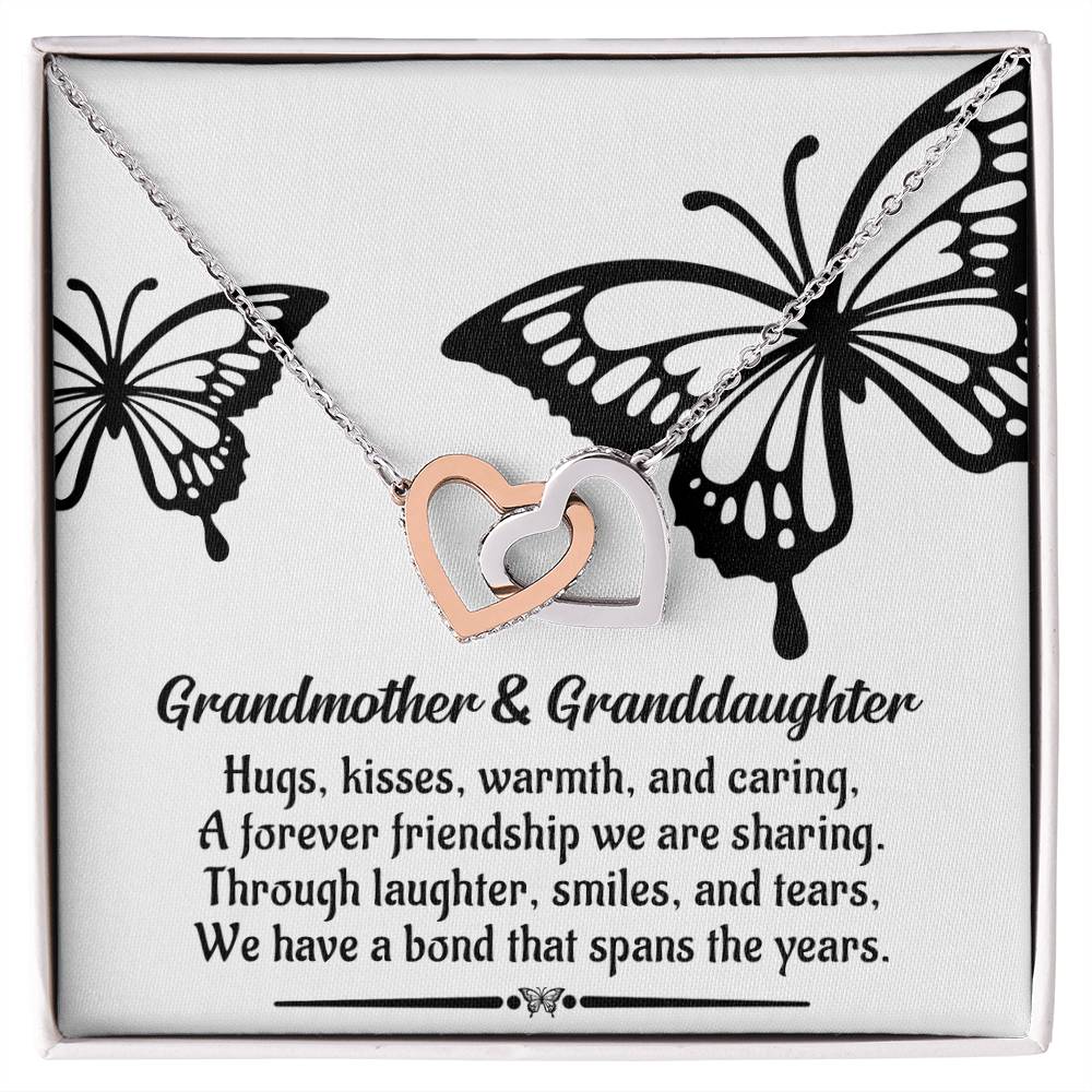 A Bond That Spans The Years - Interlocking Hearts Necklace For Grandma