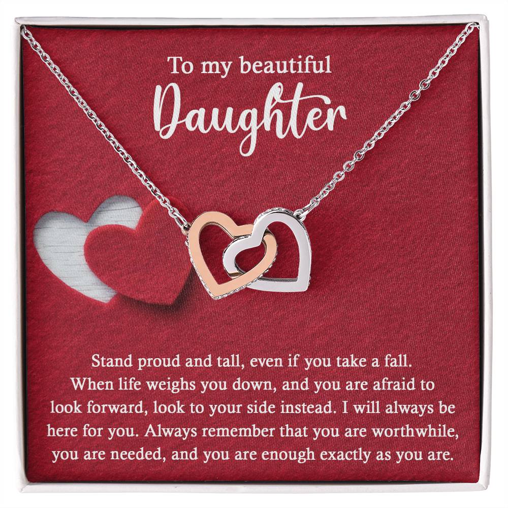Stand Proud And Tall - Interlocking Hearts Necklace For Daughter