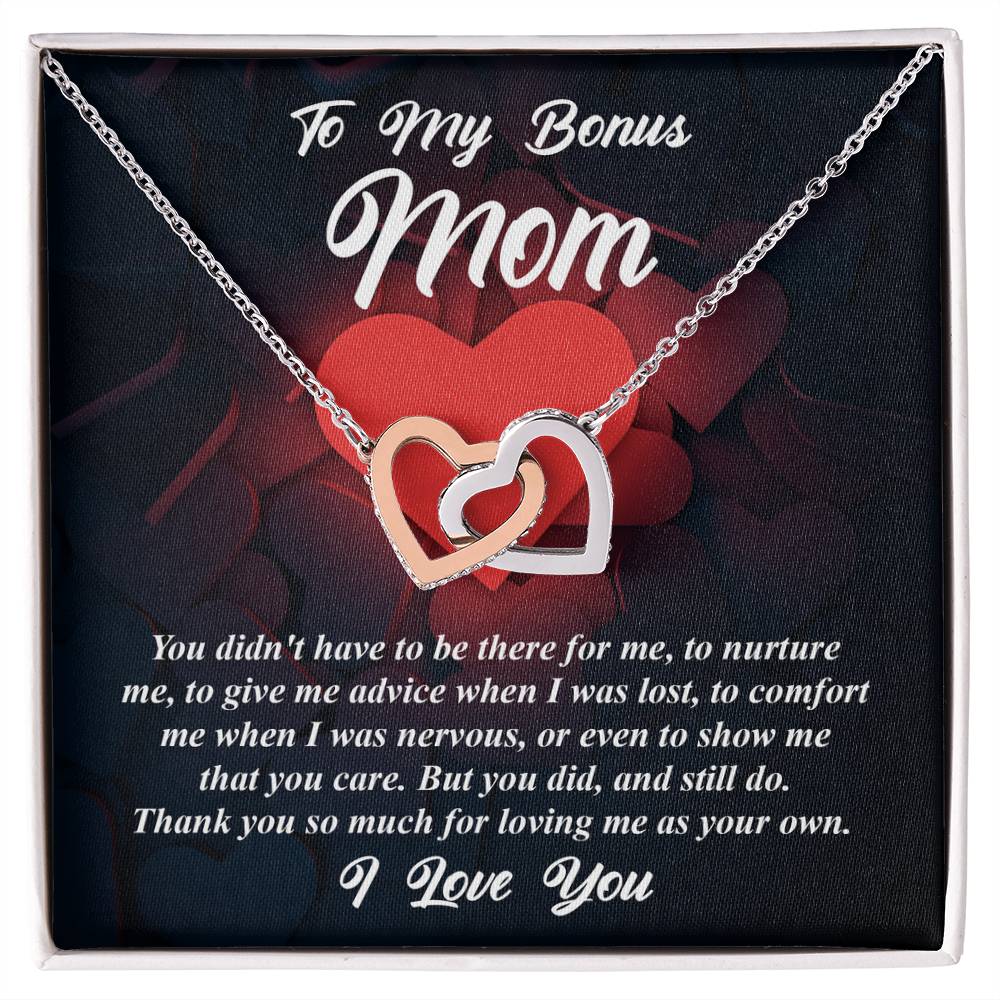 For Loving Me As Your Own - Interlocking Hearts Necklace For Bonus Mom