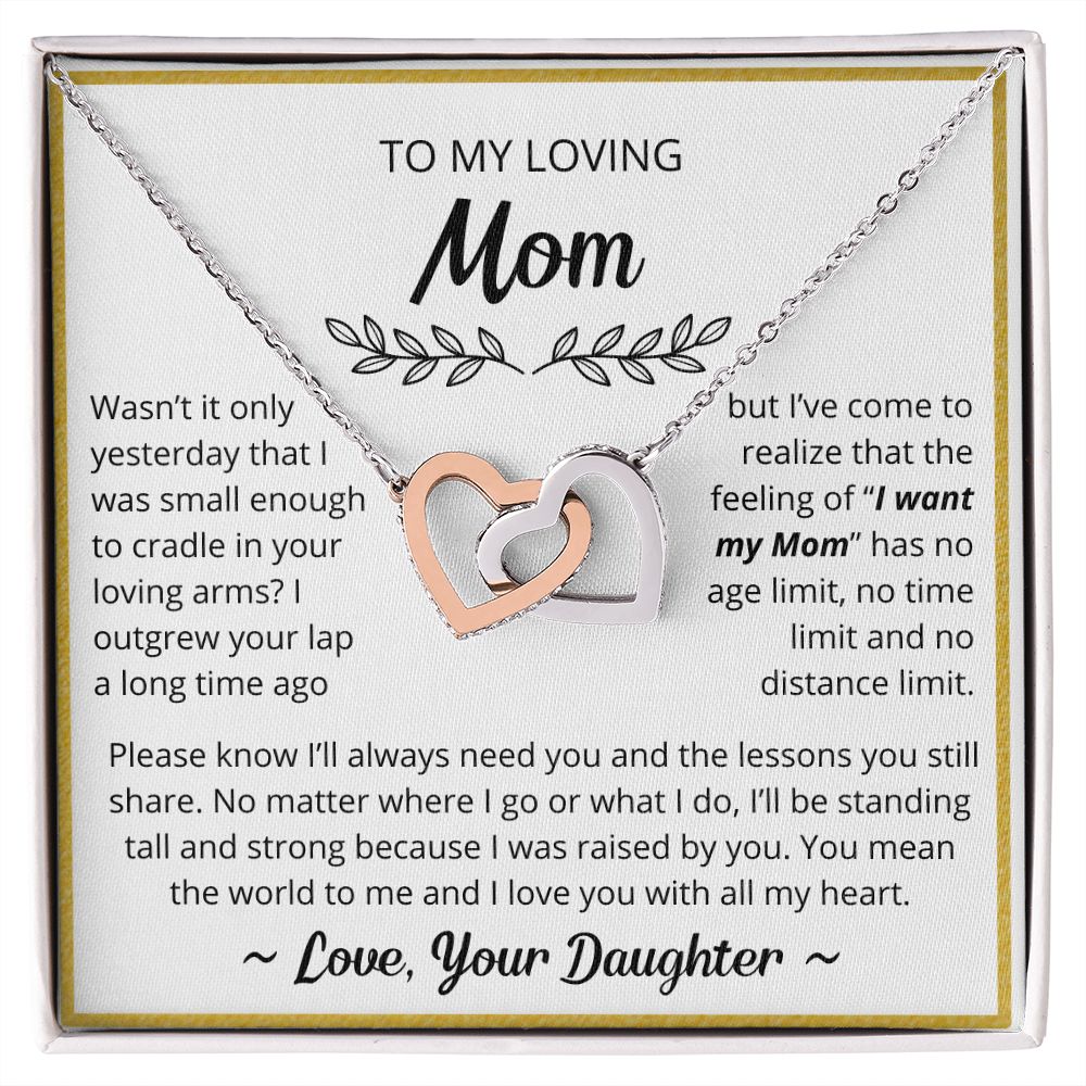 You Mean The World To Me - Interlocking Hearts Necklace For Mom