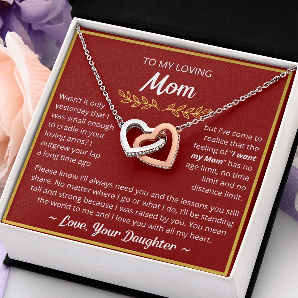 You Mean The World To Me - Interlocking Hearts Necklace For Mom