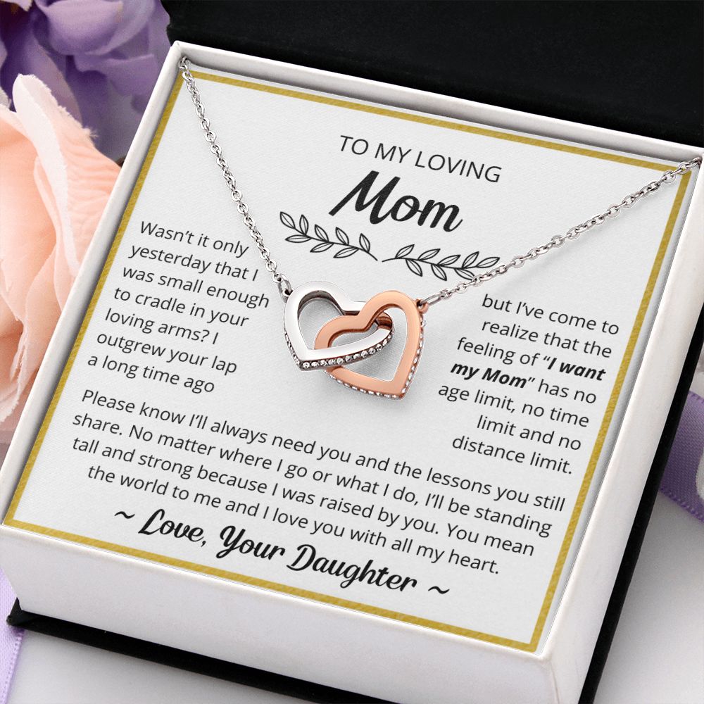 You Mean The World To Me - Interlocking Hearts Necklace For Mom