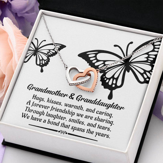 A Bond That Spans The Years - Interlocking Hearts Necklace For Grandma