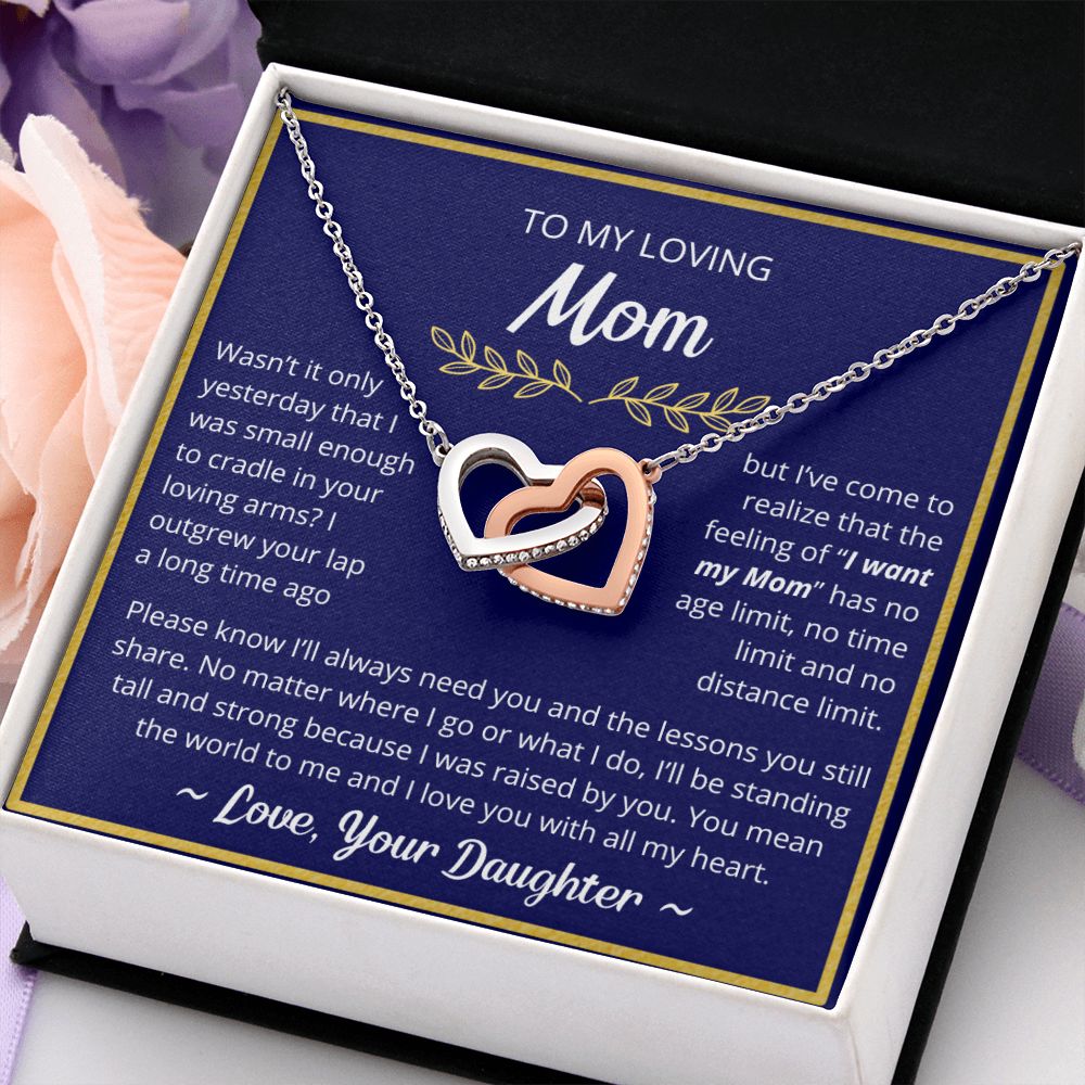 You Mean The World To Me - Interlocking Hearts Necklace For Mom