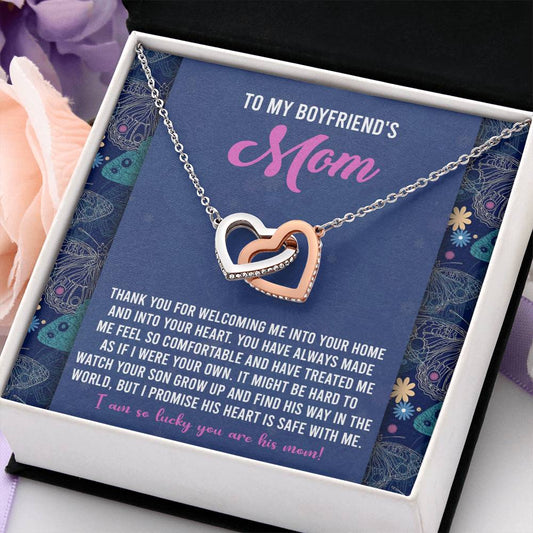 Safe With Me - Interlocking Hearts Necklace For Boyfriend's Mom