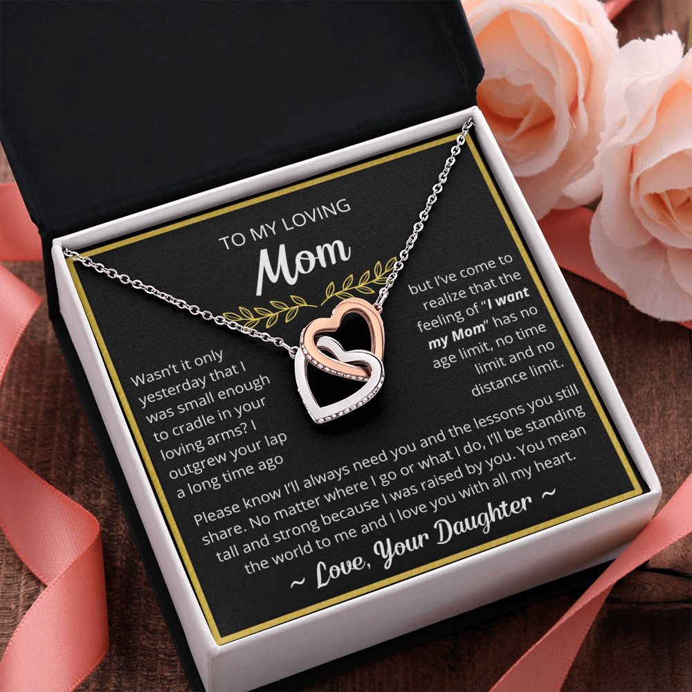 You Mean The World To Me - Interlocking Hearts Necklace For Mom
