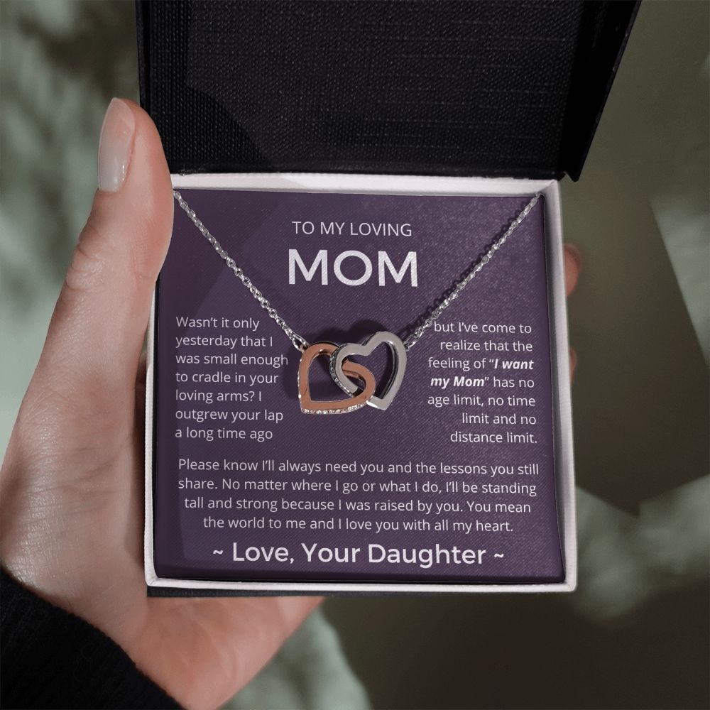 You Mean The World To Me - Interlocking Hearts Necklace For Mom