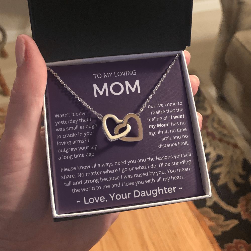 You Mean The World To Me - Interlocking Hearts Necklace For Mom