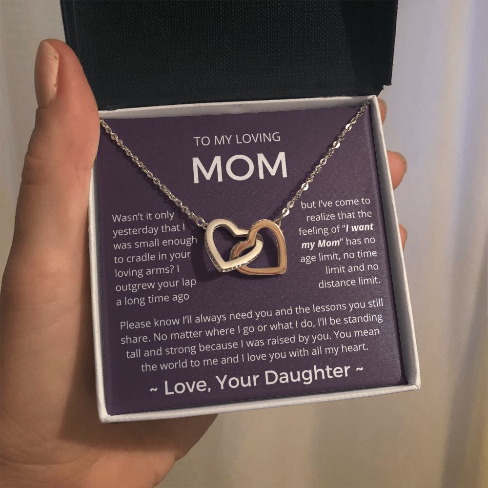 You Mean The World To Me - Interlocking Hearts Necklace For Mom