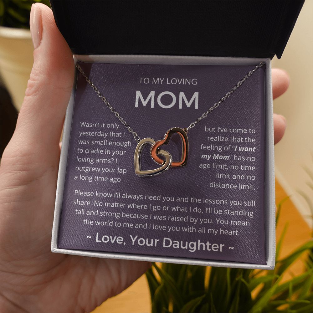You Mean The World To Me - Interlocking Hearts Necklace For Mom