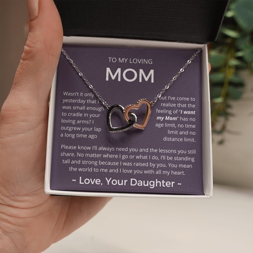 You Mean The World To Me - Interlocking Hearts Necklace For Mom