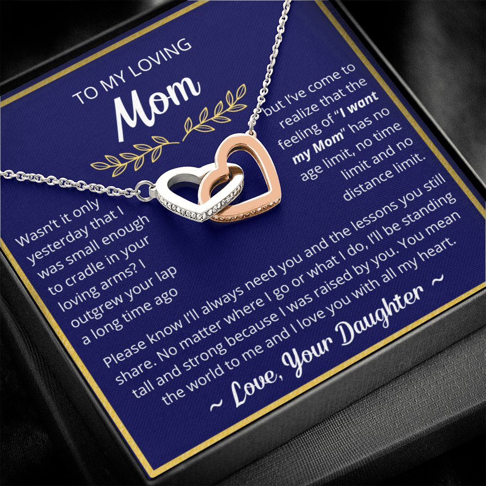 You Mean The World To Me - Interlocking Hearts Necklace For Mom