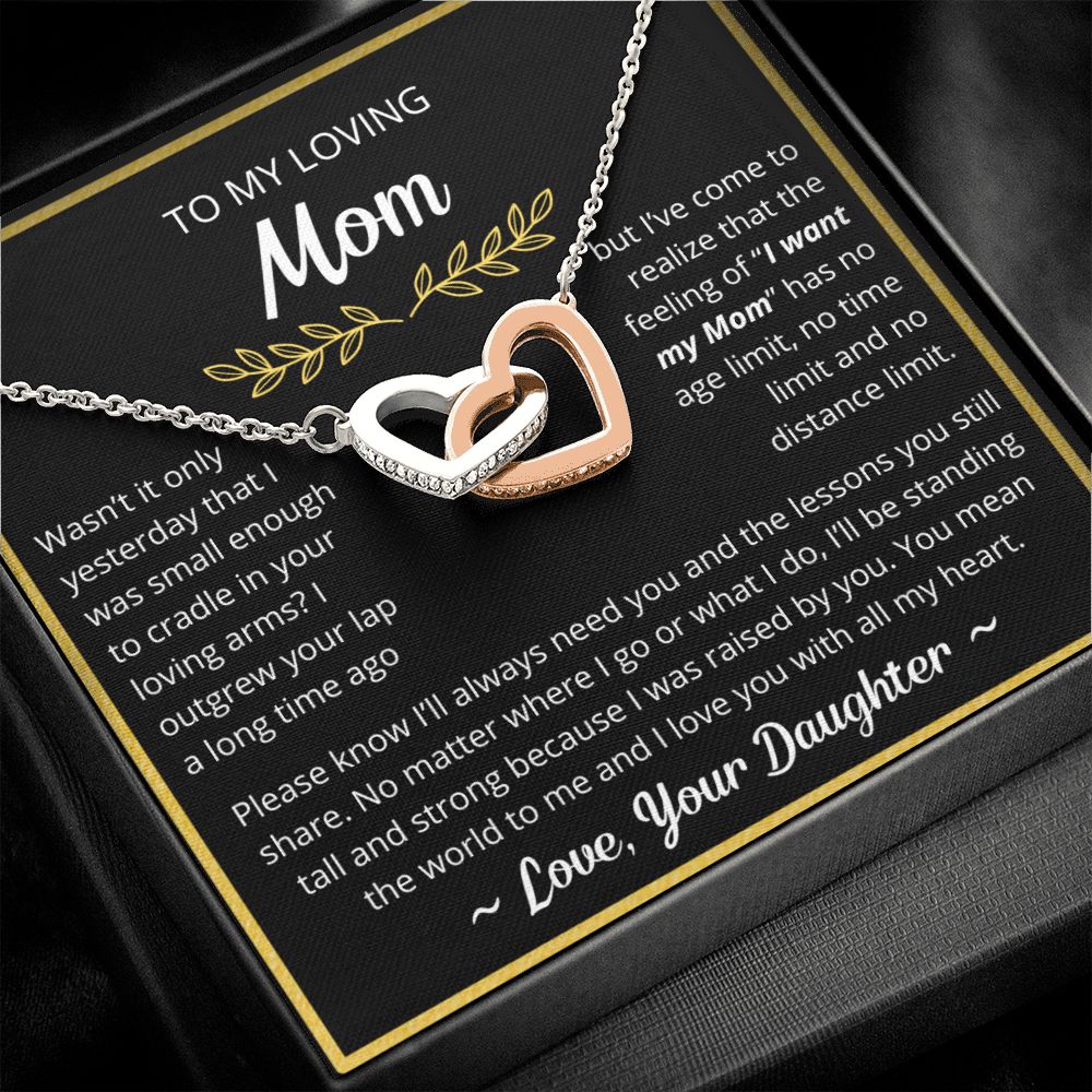 You Mean The World To Me - Interlocking Hearts Necklace For Mom