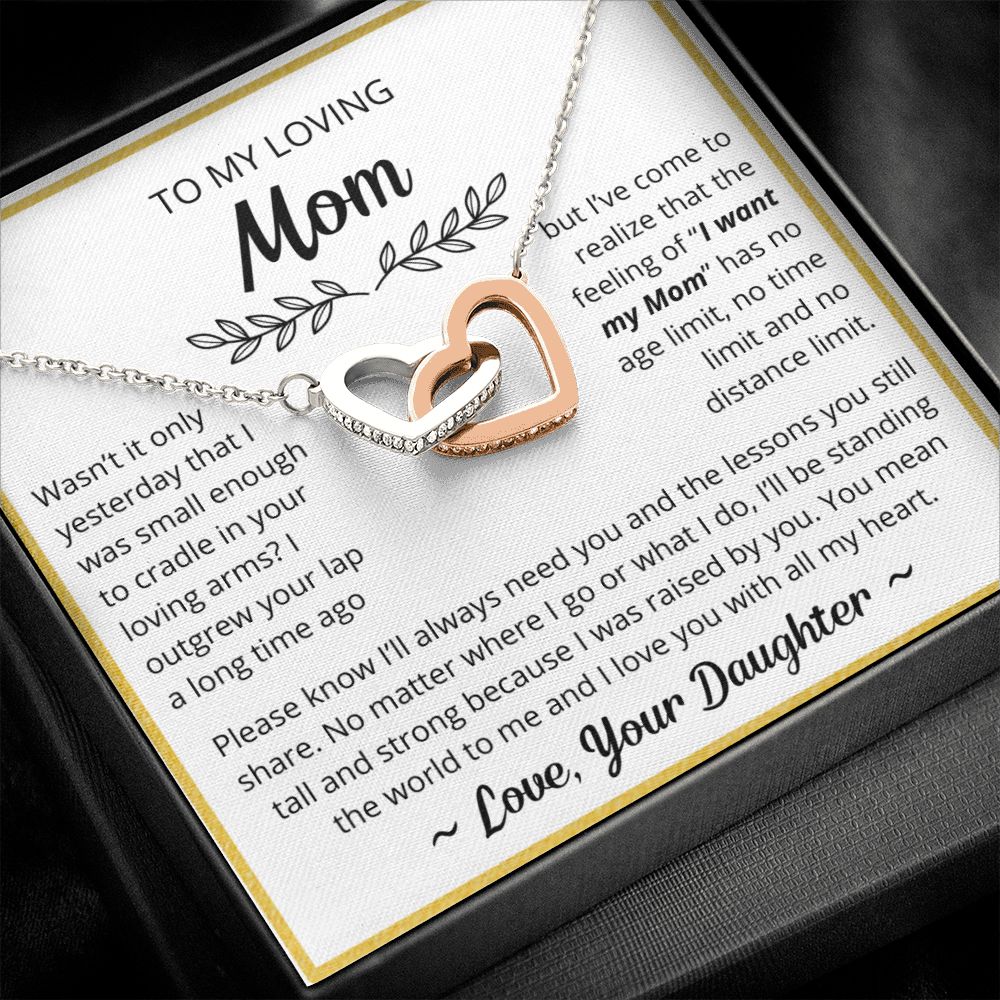 You Mean The World To Me - Interlocking Hearts Necklace For Mom