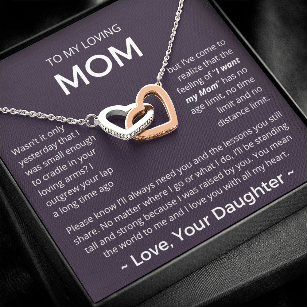 You Mean The World To Me - Interlocking Hearts Necklace For Mom
