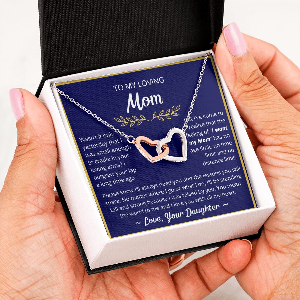 You Mean The World To Me - Interlocking Hearts Necklace For Mom
