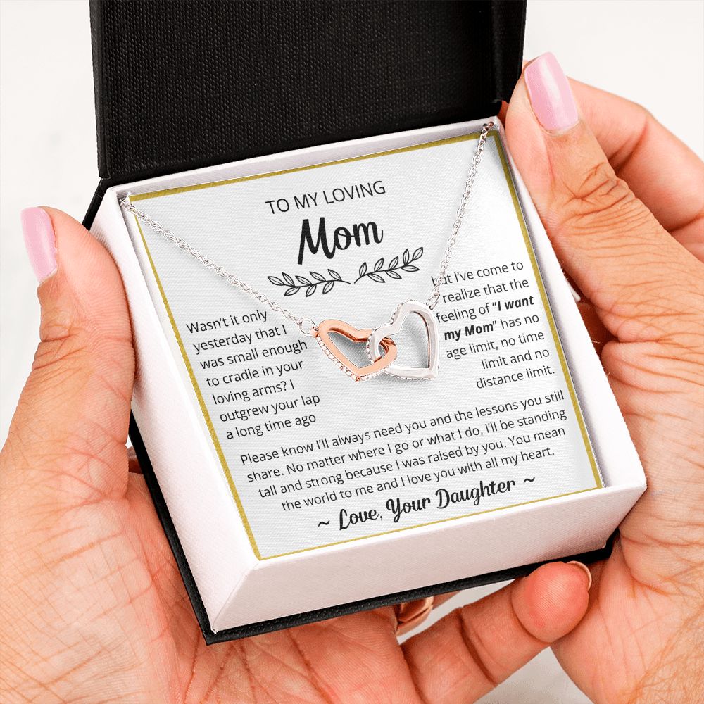 You Mean The World To Me - Interlocking Hearts Necklace For Mom