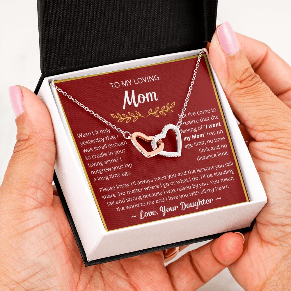 You Mean The World To Me - Interlocking Hearts Necklace For Mom