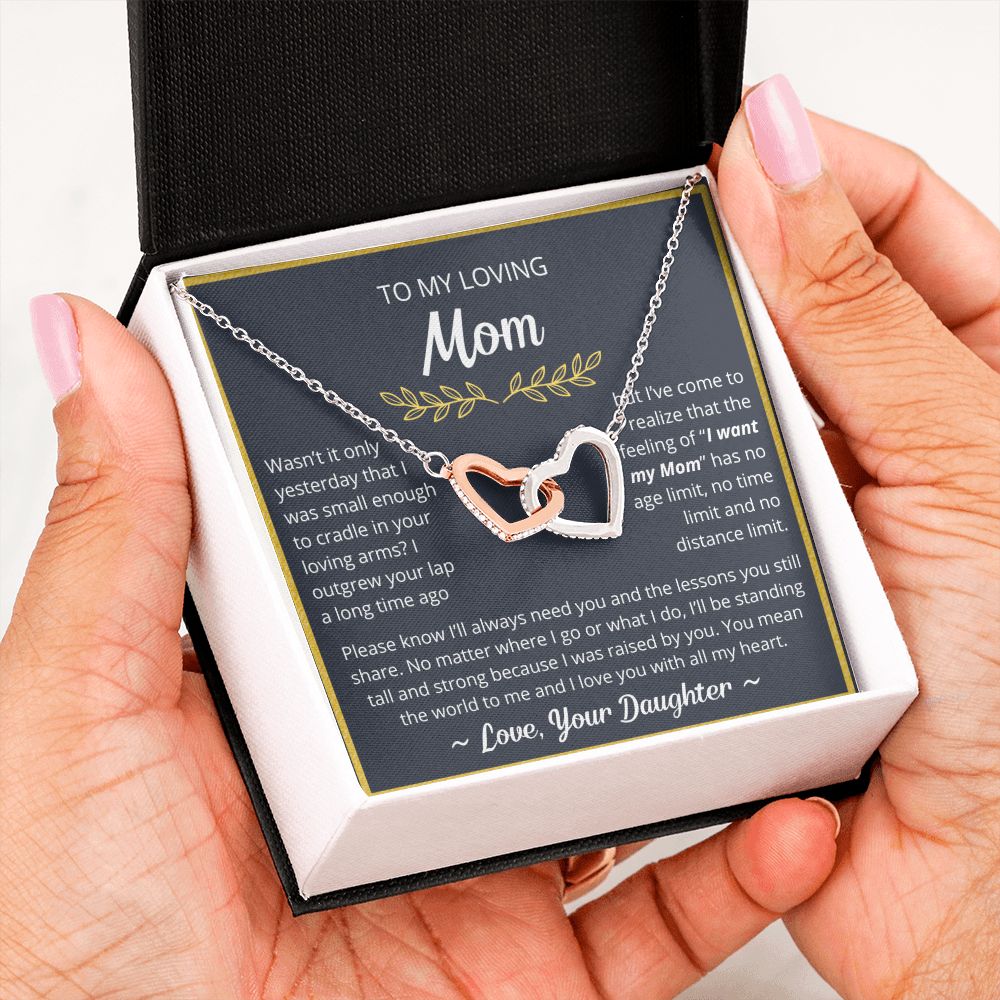 You Mean The World To Me - Interlocking Hearts Necklace For Mom