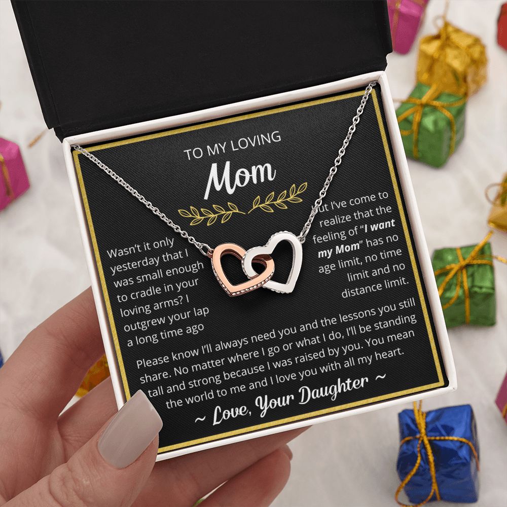You Mean The World To Me - Interlocking Hearts Necklace For Mom