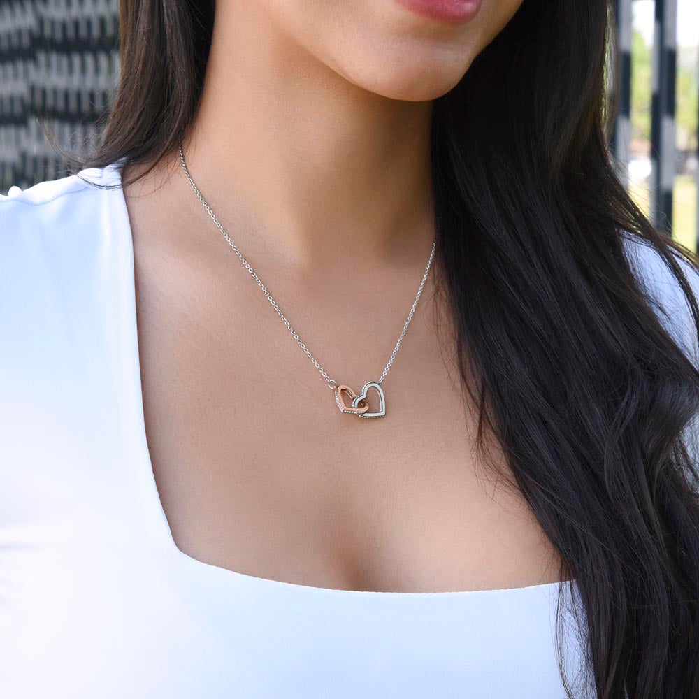 You Mean The World To Me - Interlocking Hearts Necklace For Mom