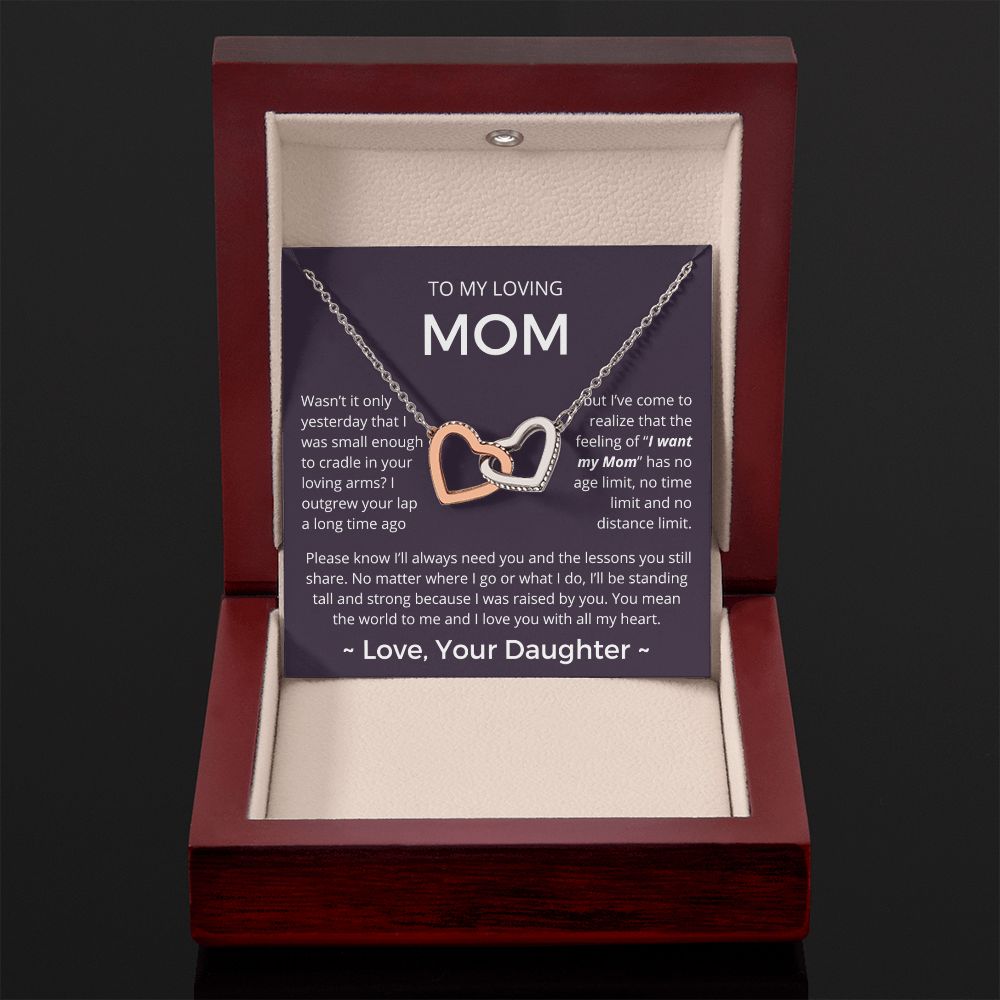 You Mean The World To Me - Interlocking Hearts Necklace For Mom