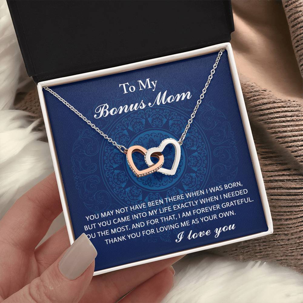 Exactly When I Needed You - Interlocking Hearts Necklace For Bonus Mom