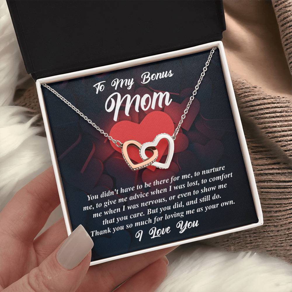 For Loving Me As Your Own - Interlocking Hearts Necklace For Bonus Mom