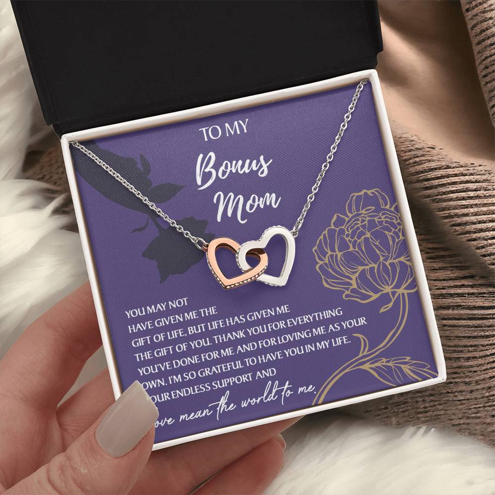 Endless support - Interlocking Hearts Necklace For Bonus Mom