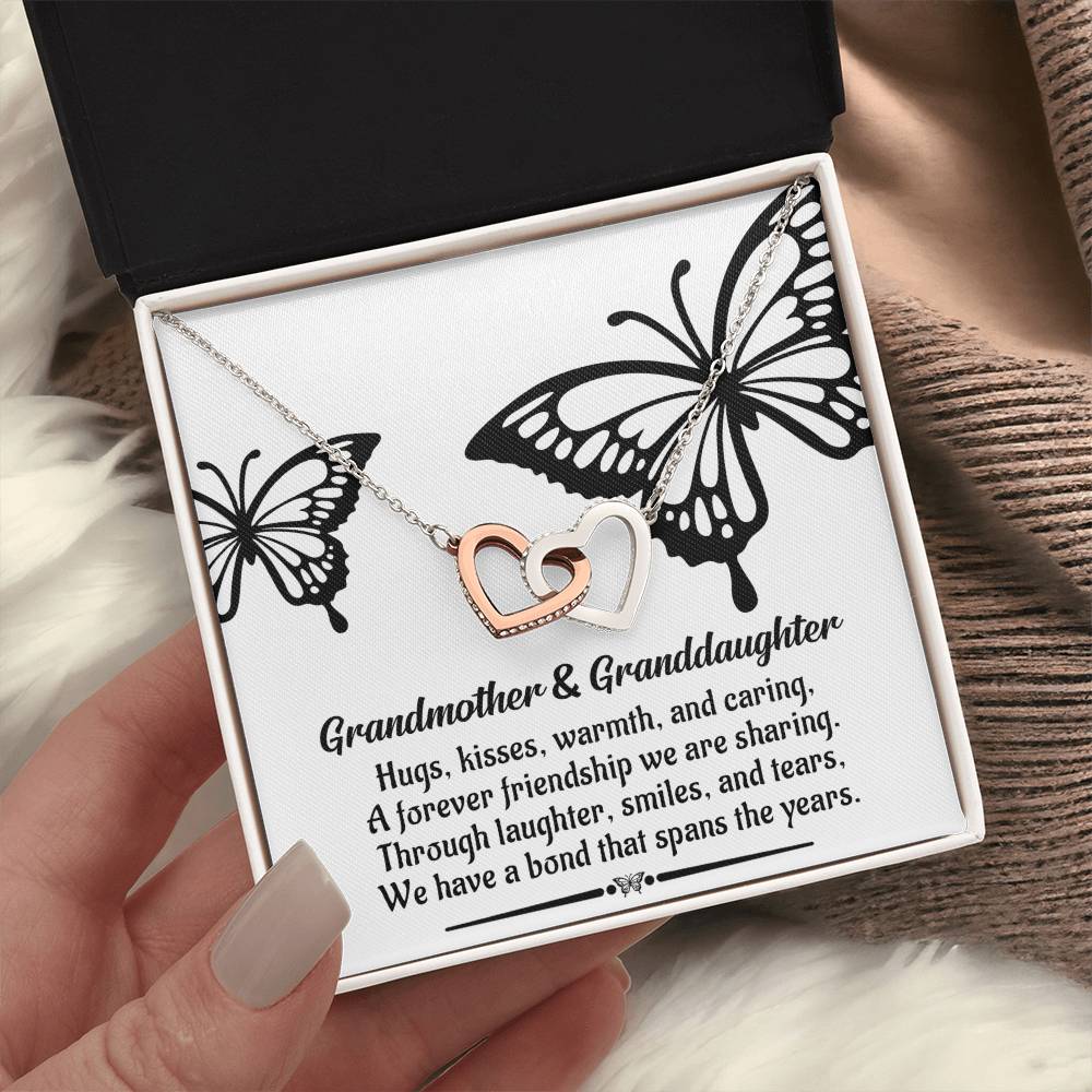 A Bond That Spans The Years - Interlocking Hearts Necklace For Grandma