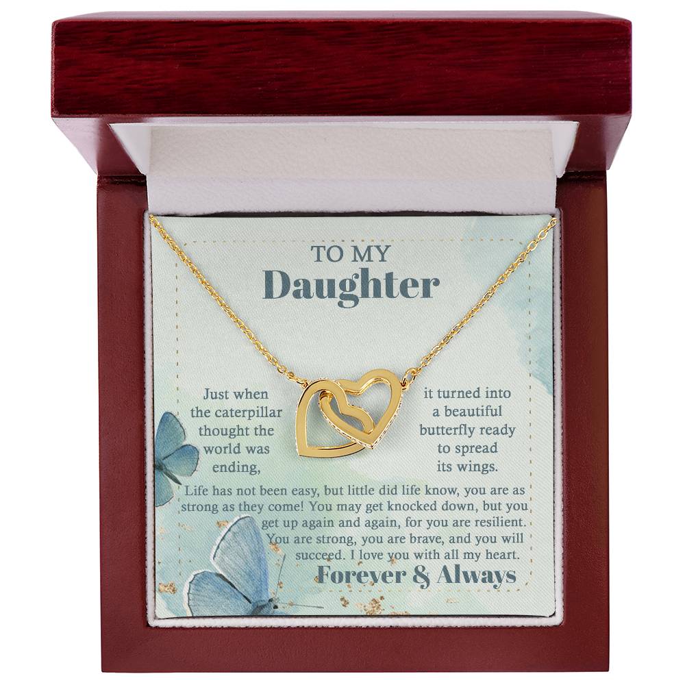 Beautiful Butterfly - Interlocking Hearts Necklace For Daughter