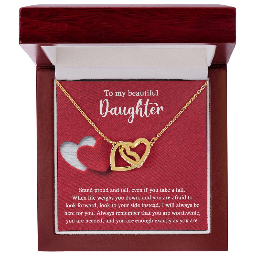 Stand Proud And Tall - Interlocking Hearts Necklace For Daughter