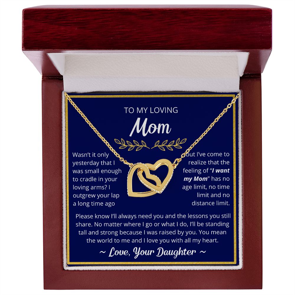 You Mean The World To Me - Interlocking Hearts Necklace For Mom