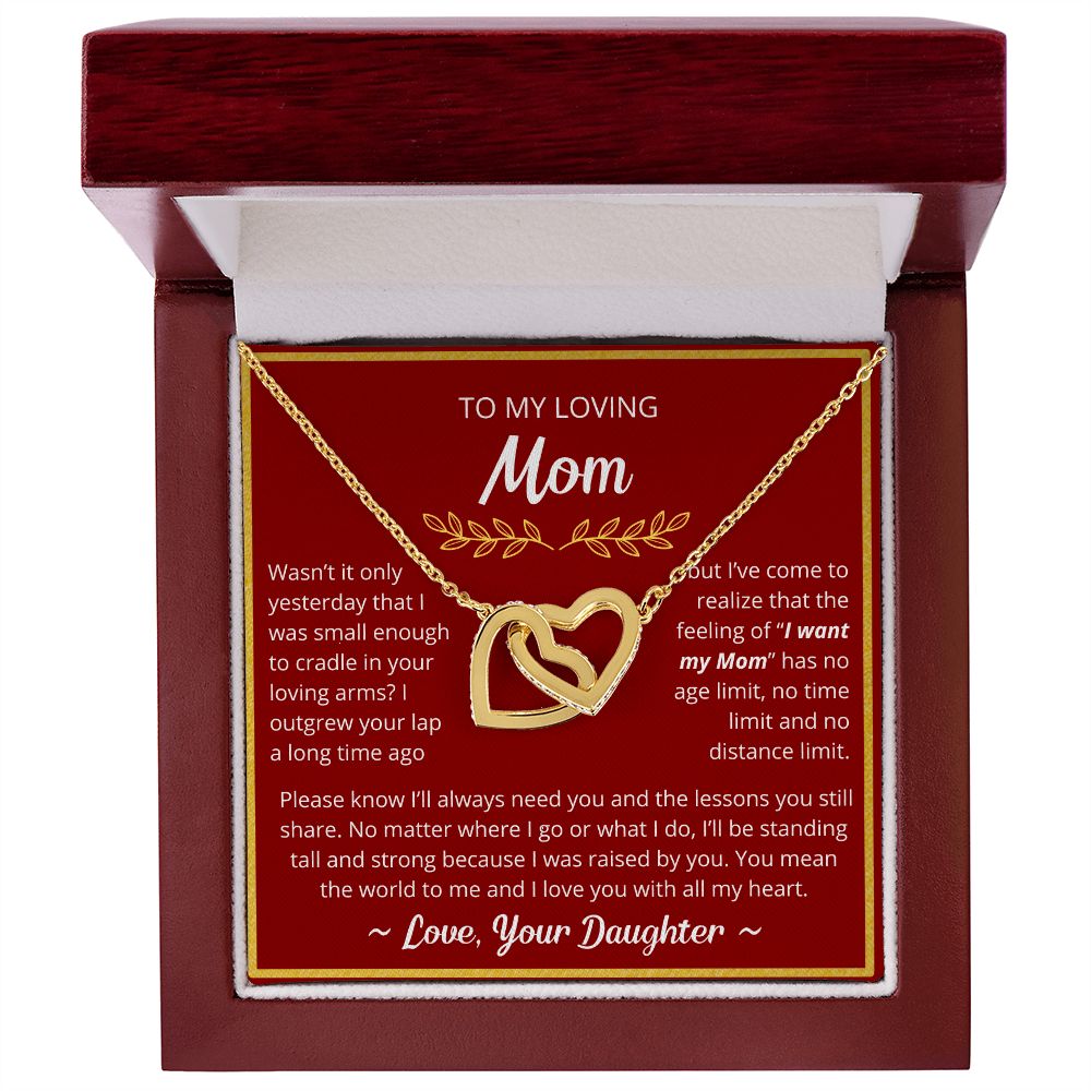 You Mean The World To Me - Interlocking Hearts Necklace For Mom