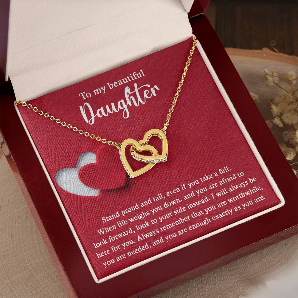 Stand Proud And Tall - Interlocking Hearts Necklace For Daughter