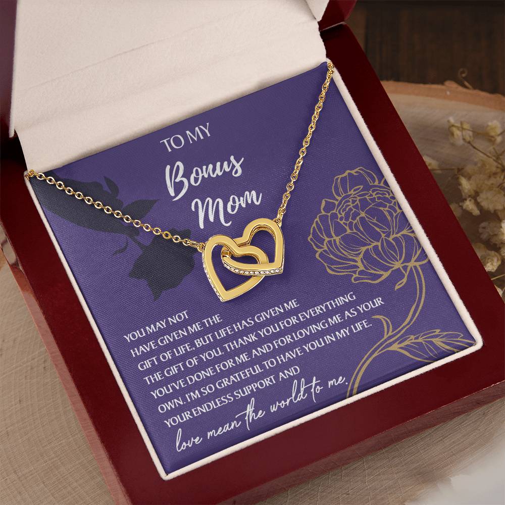 Endless support - Interlocking Hearts Necklace For Bonus Mom