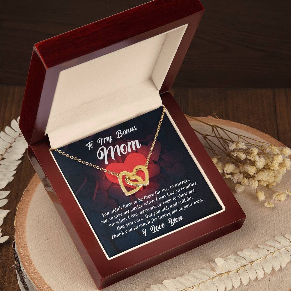 For Loving Me As Your Own - Interlocking Hearts Necklace For Bonus Mom